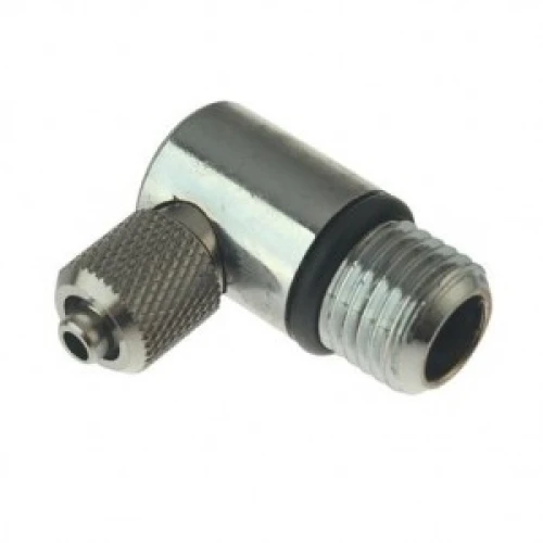 Bench top chrome inlet hose elbow