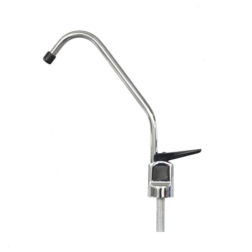 Standard black handle tap with  long reach spout