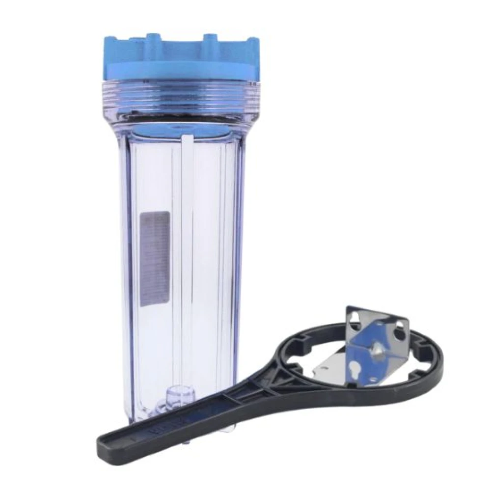 10” Clear housing with ½” ports with bracket and spanner | Taylor Purification