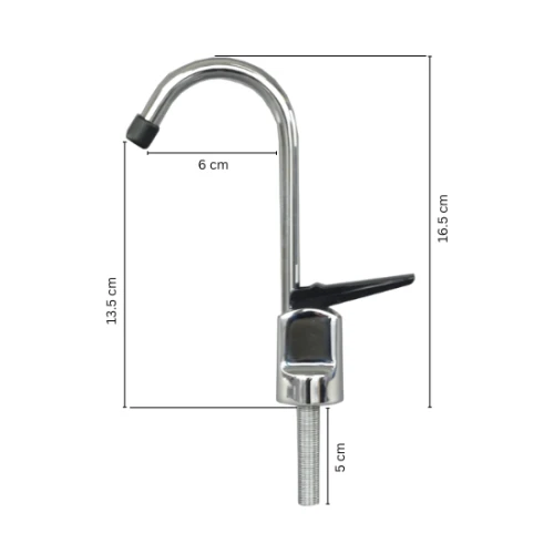 Standard black handle tap with  short  reach spout